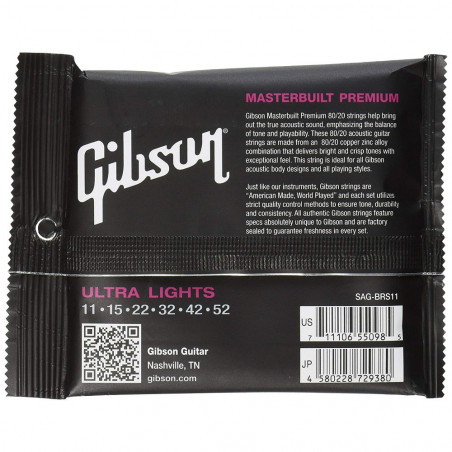 Gibson Gear Masterbuilt 11-52 80/20 Bronze Acoustic Guitar Strings