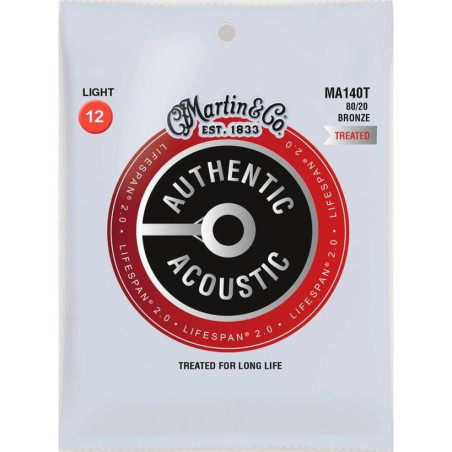 Martin Authentic Acoustic Lifespan 2.0 Strings - 80/20 Bronze Light