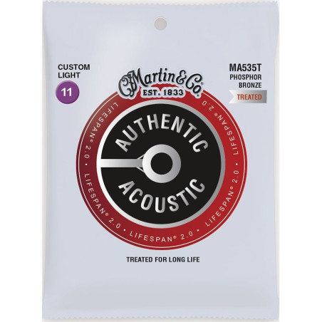 Martin Authentic Acoustic Lifespan 2.0 Strings - Phosphor Bronze Custo