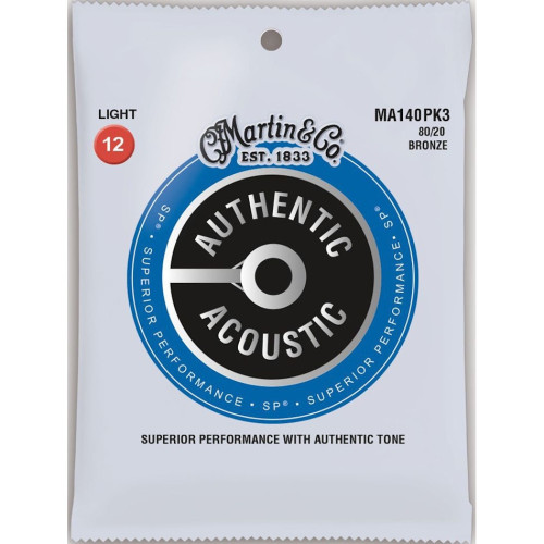 Martin Authentic Acoustic 80/20 Bronze Strings 12-54 3-Pack