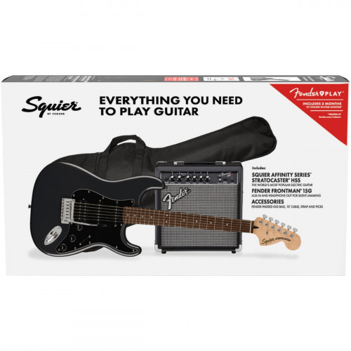 Squier Affinity Stratocaster HSS Pack, Charcoal, Gig Bag, 15G