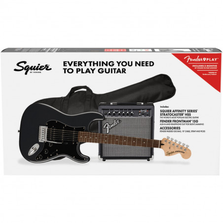 Squier Affinity Stratocaster HSS Pack, Charcoal, Gig Bag, 15G