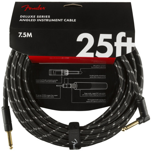 Fender Deluxe Series Instrument Cable 25\', Black Tweed