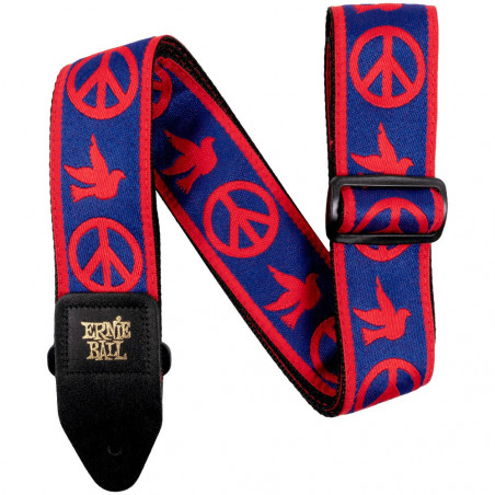 Ernie Ball Red And Blue Peace Love Dove Jacquard Strap