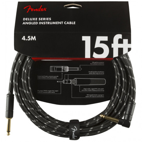 Fender Deluxe Series Instrument Cable 15\', Black Tweed