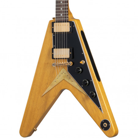 Gibson Custom 1958 Korina Flying V Reissue (Black Pickguard) - Natural