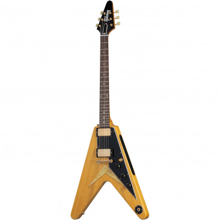 Gibson Custom 1958 Korina Flying V Reissue (Black Pickguard) - Natural