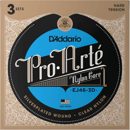 D'Addario EJ46 Pro-Arté Nylon 3 Pack, Hard Tension