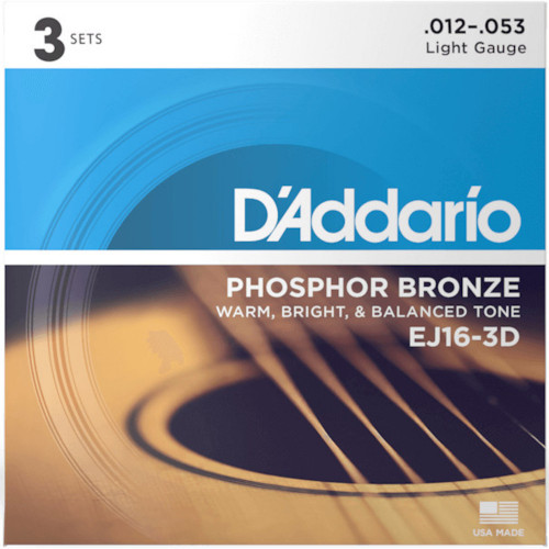 D'Addario EJ16 Phosphor Bronze, Light 3 Pack 12-53