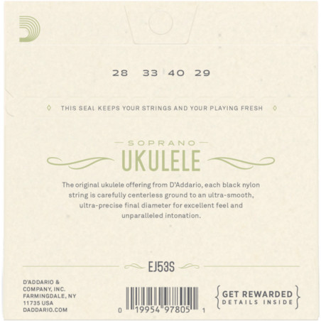 D’Addario EJ53S Pro-Arté Rectified Ukulele, Soprano