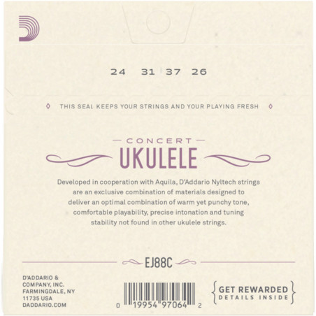 D’Addario EJ88C Nyltech Ukulele, Concert