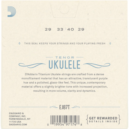 D’Addario EJ87T Titanium Ukulele, Tenor