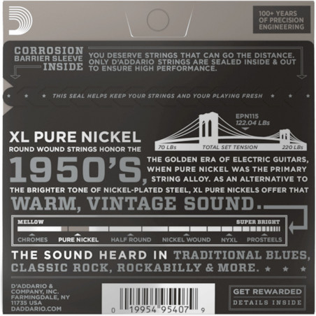 D’Addario EPN115 Pure Nickel, Blues/Jazz Rock