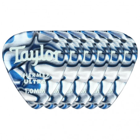 Taylor Premium 351 Thermex Ultra Guitar Picks, Blue Swirl - 1.0mm, 6-Pack