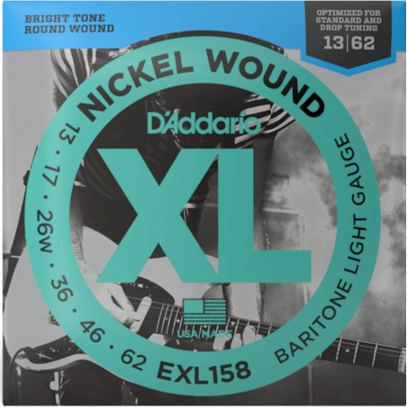 D'Addario Cordas Guitarra Elétrica Barítono EXL158, Light