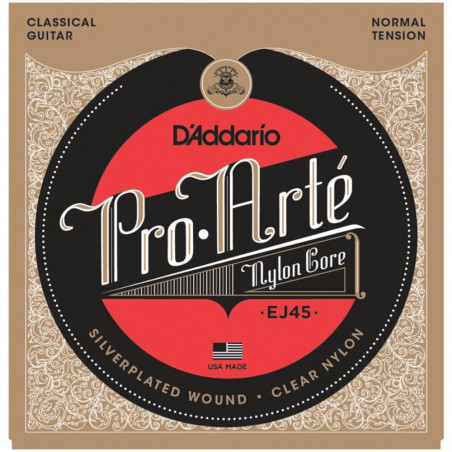 D'Addario Cordas Guitarra Clássica EJ45 Pro-Arté Nylon, Tensão Normal