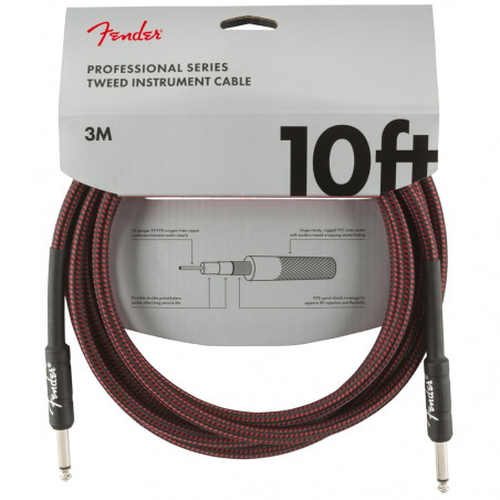 Fender Professional Series Instrument Cable 10' Red Tweed