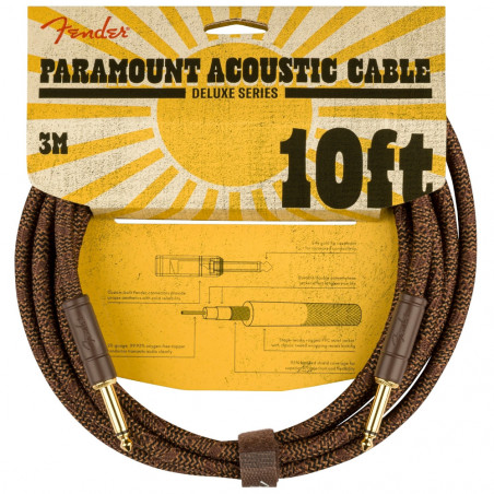 Fender Cabo Instrumento Acústico 3m Paramount, Castanho