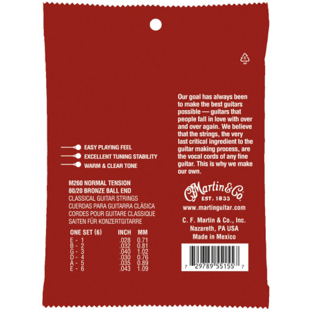 Martin M260 Classical Nylon Strings, Normal Tension