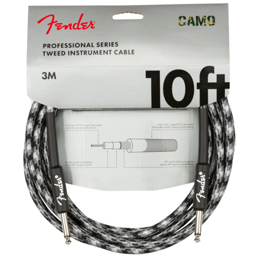 Fender Professional Series Instrument Cable 10', Winter Camo