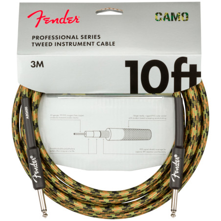 Fender Professional Series Instrument Cable 10', Woodland Camo