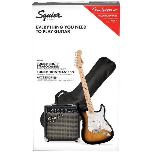 Squier Sonic Stratocaster Pack, 2-Color Sunburst, Gig Bag, 10G