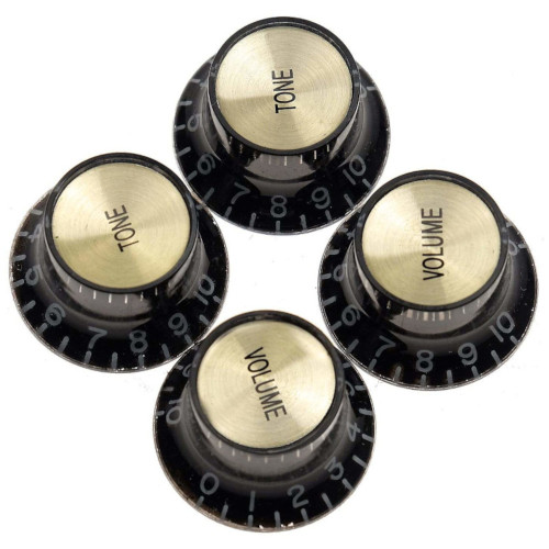 Gibson Gear Botoẽs Potenciómetro Top Hat Inserts 4 un. Preto/Dourado