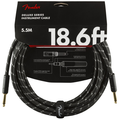 Fender Deluxe Series Instrument Cable 18.6', Black Tweed