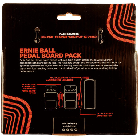 Ernie Ball Multi-Pack Flat Ribbon Patch Cable - Red