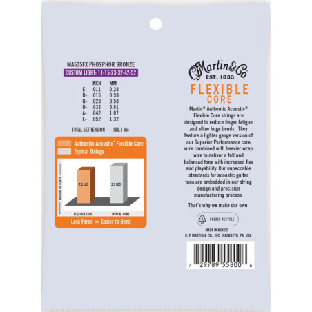 Martin Authentic Acoustic Flexible Core Strings Phosphor Bronze 11-52