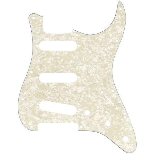 Fender Strat Pickguard S/S/S, 11-Hole, Aged White Pearl, 4-Ply