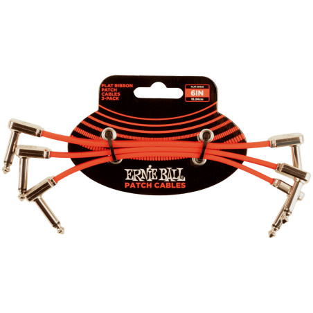 Ernie Ball Conjunto de 3 Cabos Patch 15cm - Vermelho