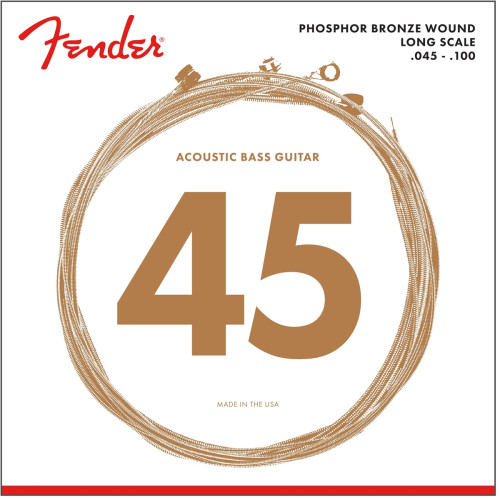 Fender Cordas Baixo Acústico, Long Scale, .45-.100