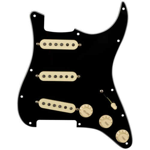 Fender Pre-Wired Strat Pickguard, Original 57/62 SSS, Black 11 Hole