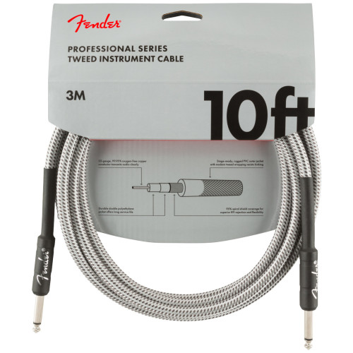 Fender Professional Series Instrument Cable 10', White Tweed
