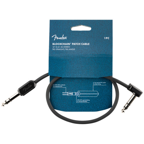 Fender Blockchain 16" Patch Cable, Stereo TRS, Straight/Angle