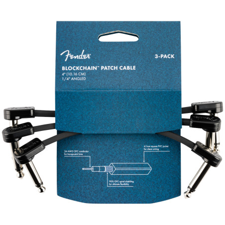 Fender Blockchain 4" Patch Cable, 3-Pack, Angle/Angle