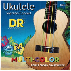 DR Strings Cordas Ukulele Soprano/Concert Multicolor Nylon