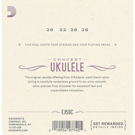 D’Addario EJ53C Pro-Arté Rectified Ukulele, Concert