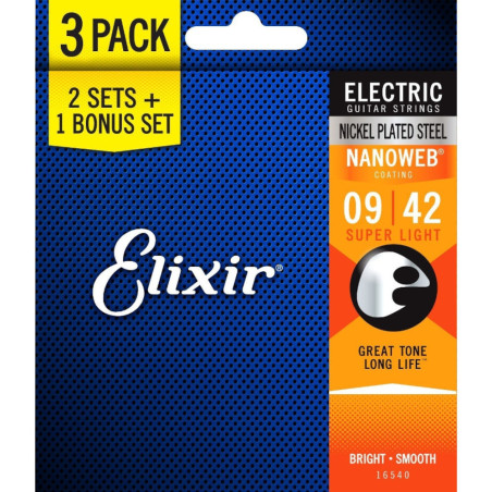 Elixir 009-042 Nanoweb Bonus Pack (3 sets)