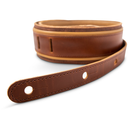 Taylor Spring Vine 2.5" Embroidered Leather Guitar Strap, Medium Brown