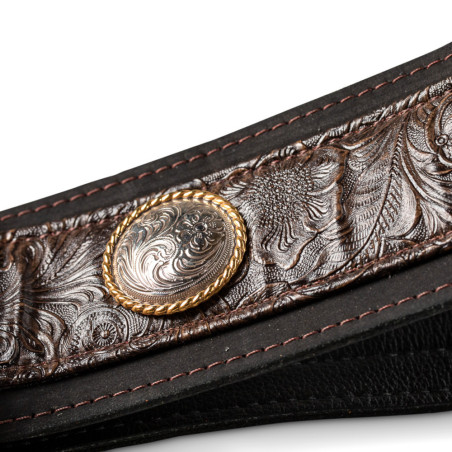 Taylor Grand Pacific 3" Nickel Concho Leather Strap, Black