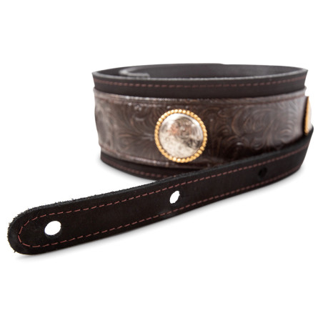 Taylor Grand Pacific 3" Nickel Concho Leather Strap, Black