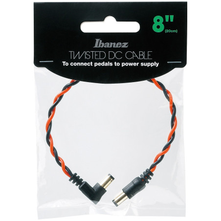 Ibanez DCT08 Twisted DC Cable, Black & Neon Red