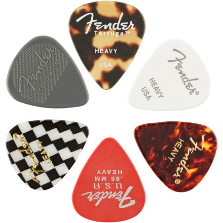 Fender Picks, 351 Shape, Material Medley, Heavy (6)