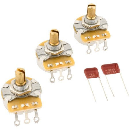 Fender Kit Potenciómetro e Condensador Stratocaster Split Shaft, 3 uni