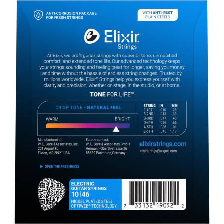 Elixir Electric Nickel Plated Steel Strings OPTIWEB 010-046