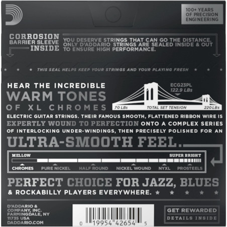 D'Addario ECG23PL Cordas Guitarra Elétrica Extra Light Plain Third 10-