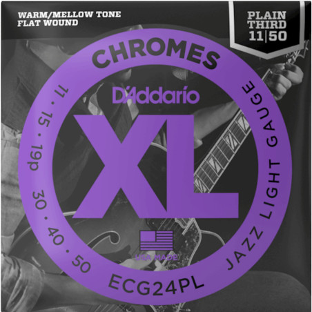 D'Addario ECG24PL Cordas Guitarra Elétrica Jazz Light Plain Third 11-5