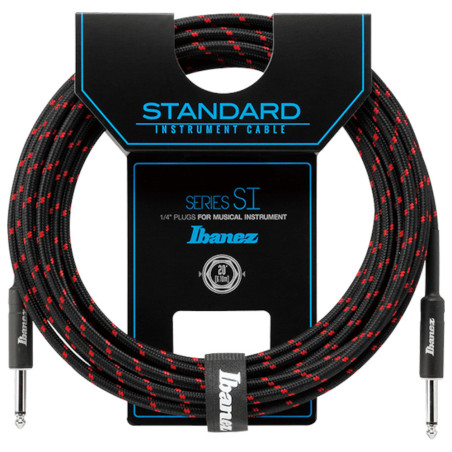 Ibanez SI20 (woven) Guitar Cable, Black x Wine